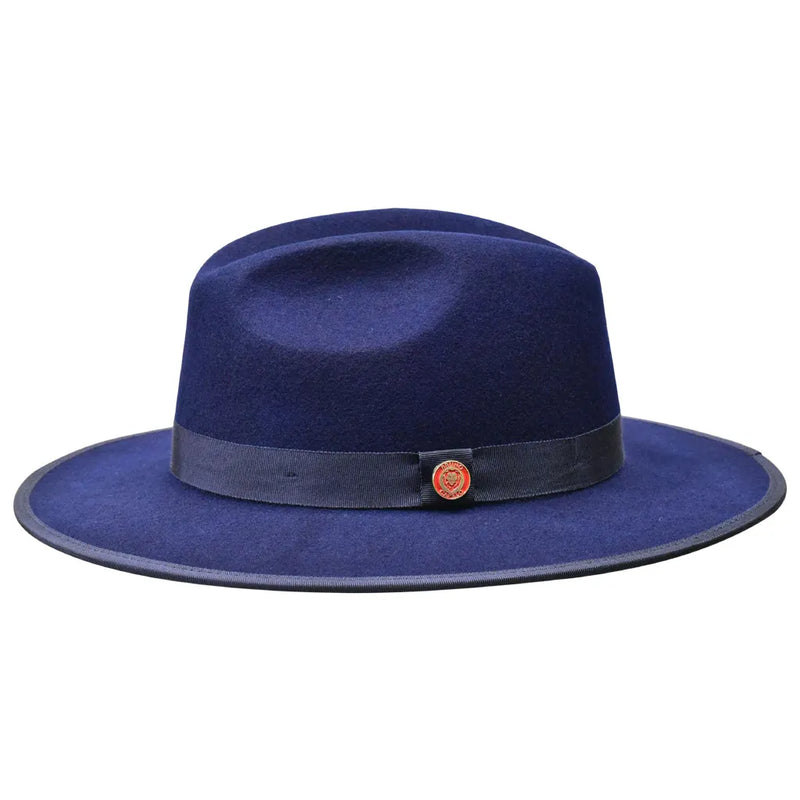 Wool Felt Contrast Bottom Fedora Hat Flat Wide Brim