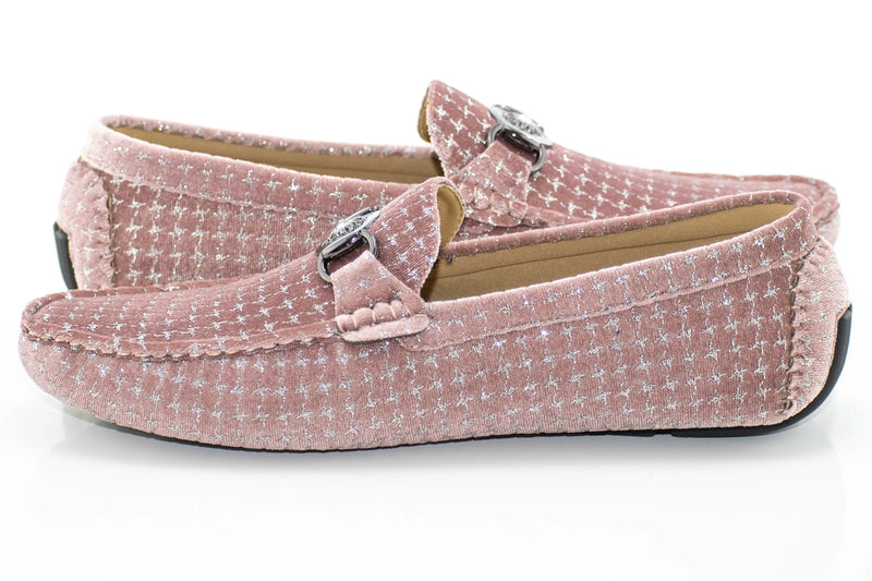 Dusty Rose Velvet and Silver Bit Loafer
