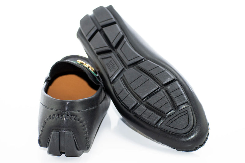 Black Driver Loafer with Designer "CG" Bit