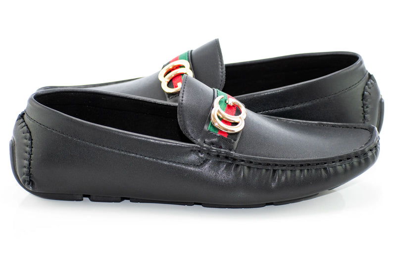 Black Driver Loafer with Designer "CG" Bit