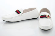 White Driver Loafer with Designer "CG" Bit