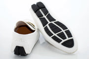 White Driver Loafer with Designer "CG" Bit