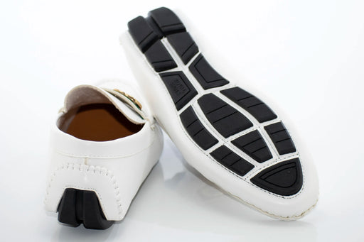 White Driver Loafer with Designer "CG" Bit