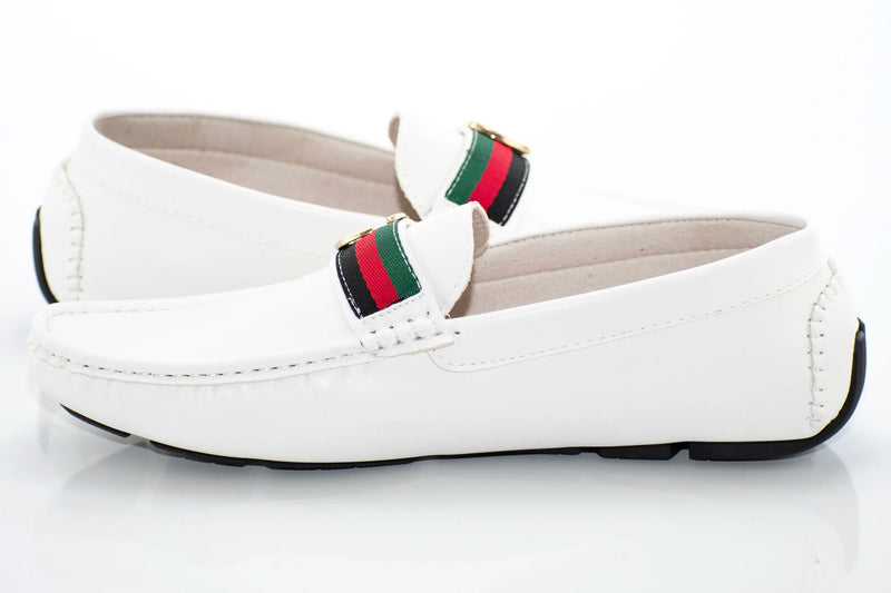 White Driver Loafer with Designer "CG" Bit