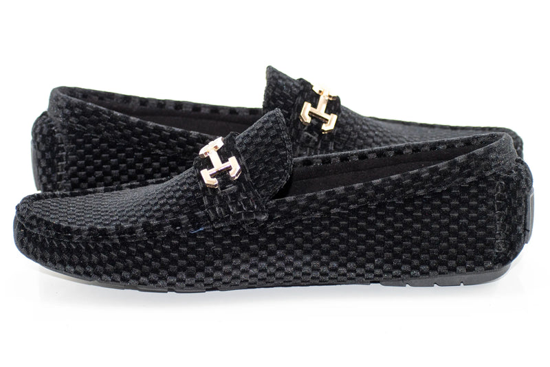 Black Checkered Velvet Driver with Gold Snaffle