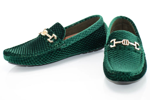 Green Checkered Velvet Driver with Gold Snaffle