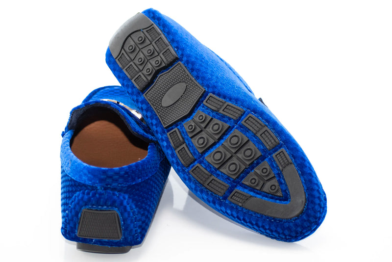 Royal Blue Checkered Velvet Driver with Gold Snaffle