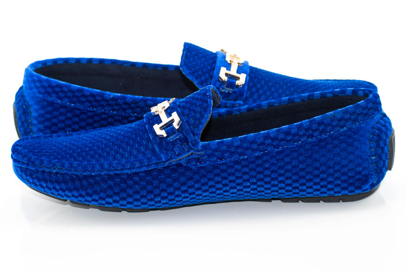 Royal Blue Checkered Velvet Driver with Gold Snaffle