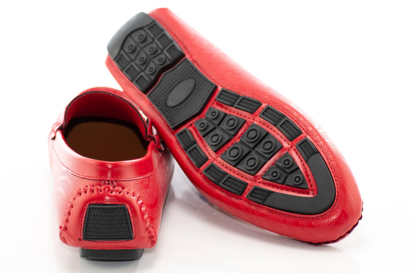 Red Tribal Textured Bit Driver Loafer