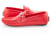 Red Tribal Textured Bit Driver Loafer