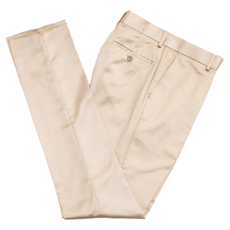 Tan Silky Slim-Fit Tuxedo Pants