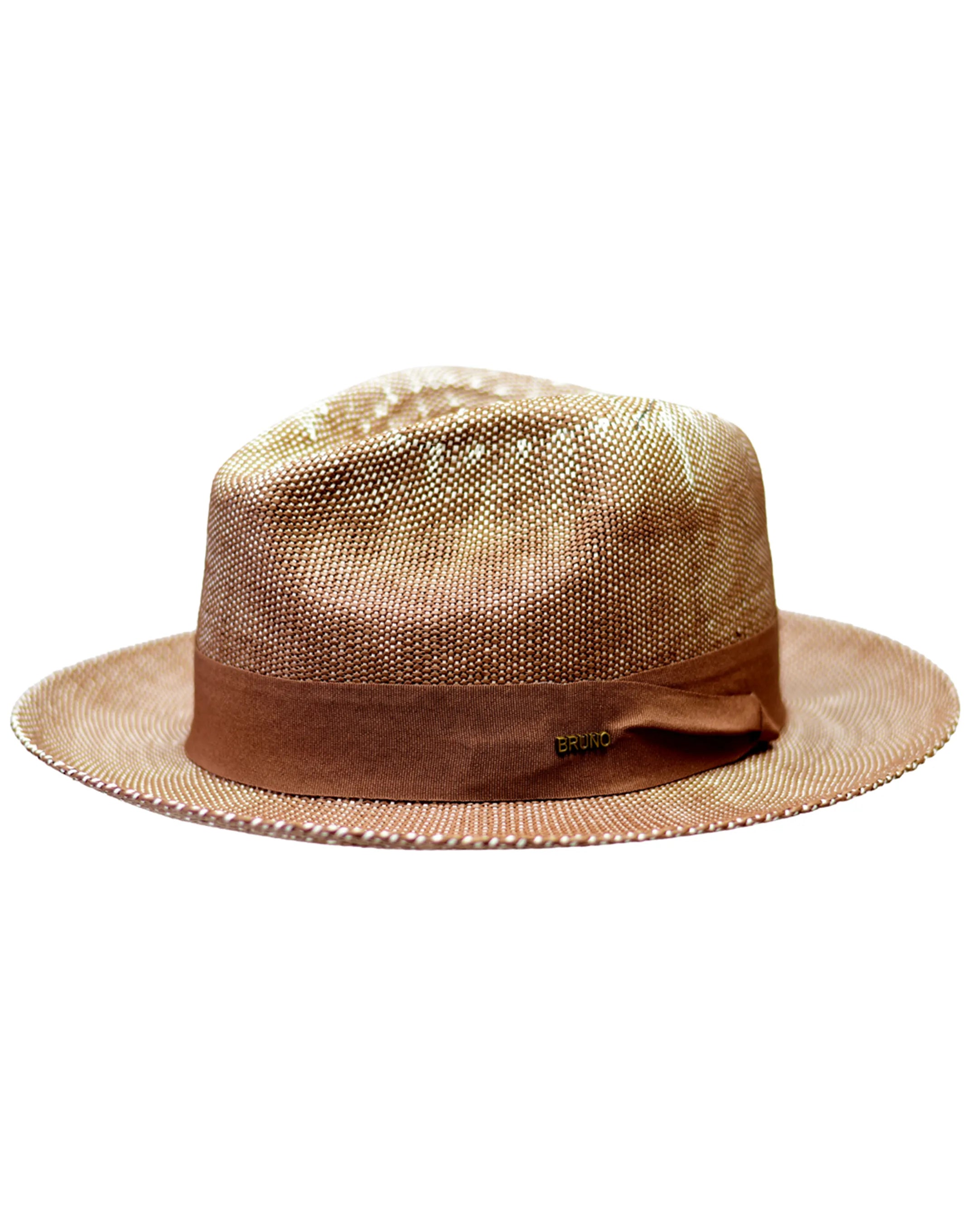 Natural Shantung Straw Fedora with Snap Brim