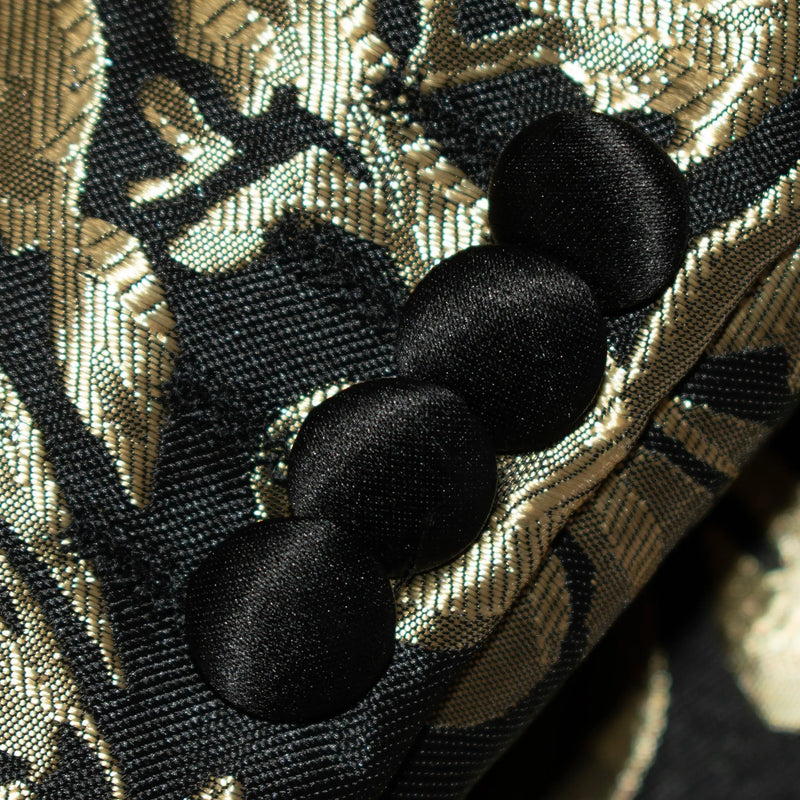 Black with Woven Gold Filigree 3-Piece Slim-Fit Tuxedo