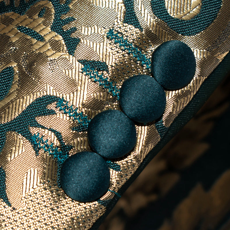 Emerald with Woven Gold Filigree 3-Piece Slim-Fit Tuxedo