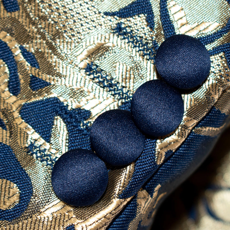 Navy with Woven Gold Filigree 3-Piece Slim-Fit Tuxedo