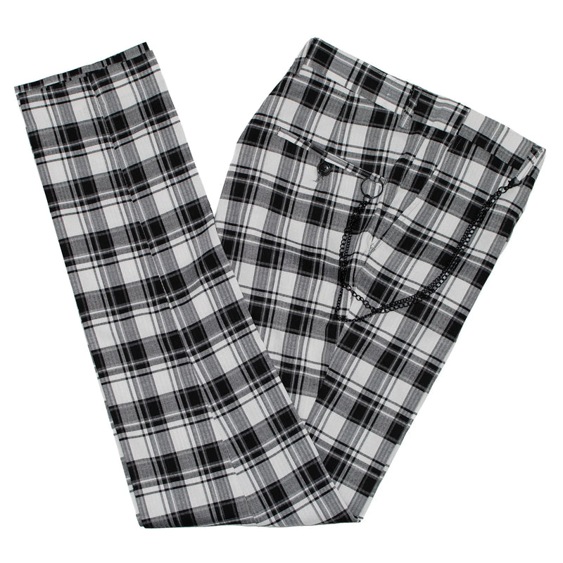 Black Plaid Designer Dress Pants