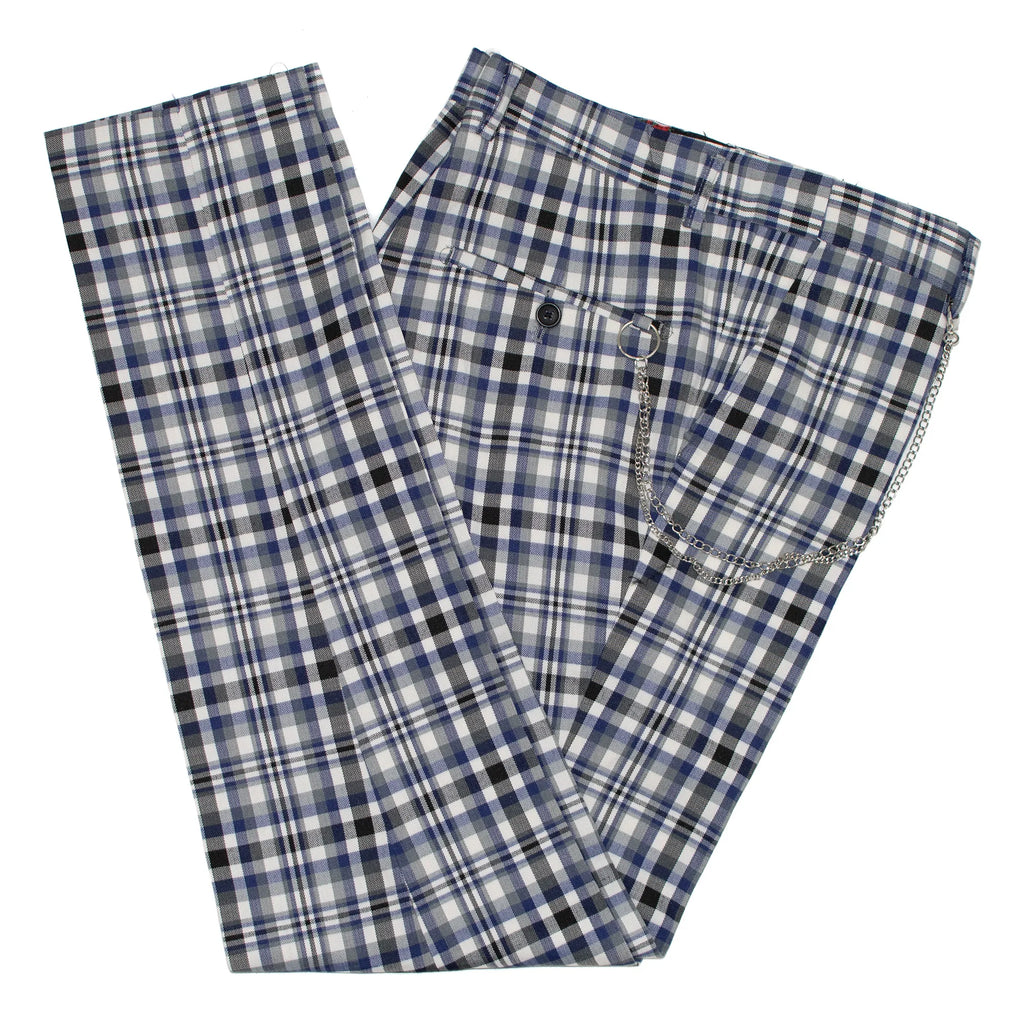 Summer Blue Plaid Dress Pants Summer Blue / 46W