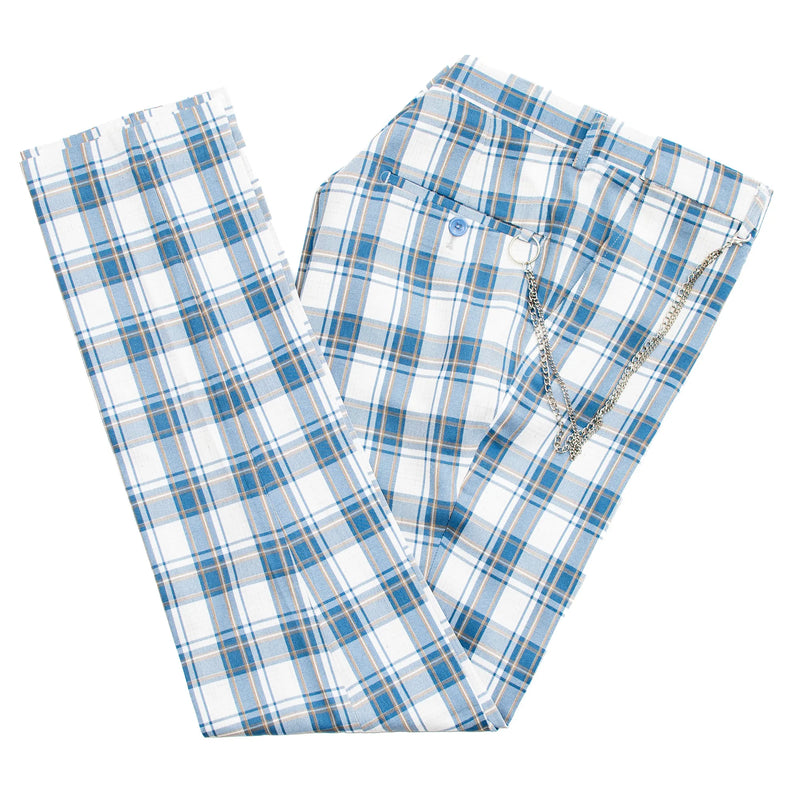 Sky Blue Plaid Dress Pants