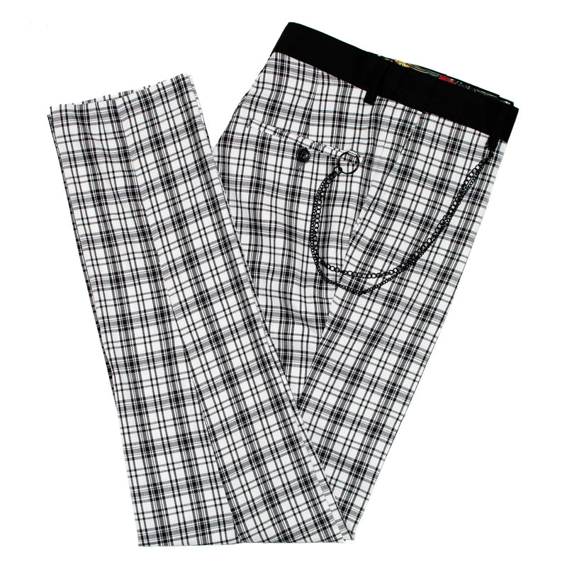White Plaid Dress Pants