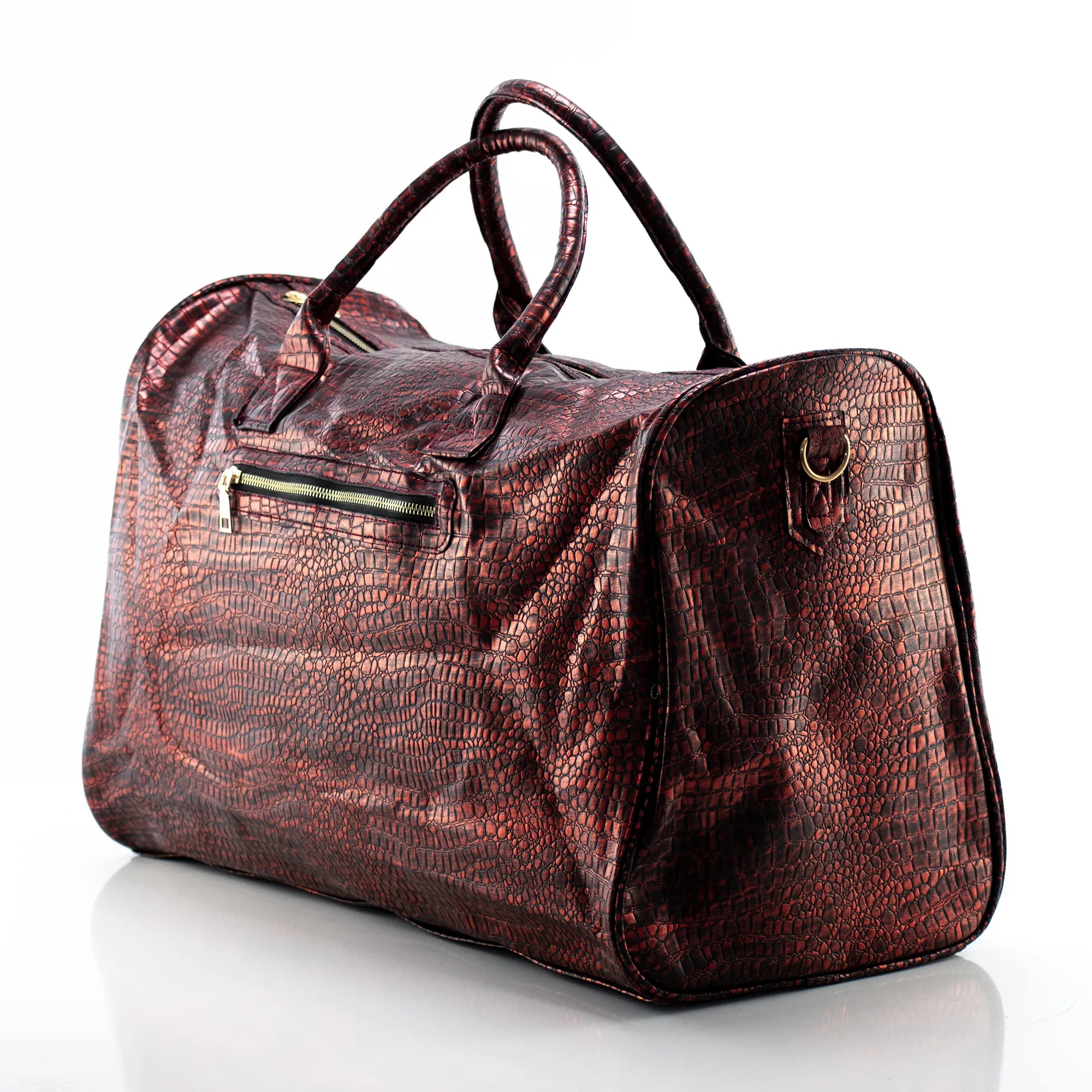 Shining Red Leather Travel Bag