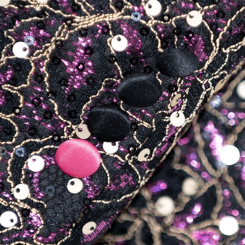 Fuchsia Sequined Lace Slim-Fit Tuxedo Jacket