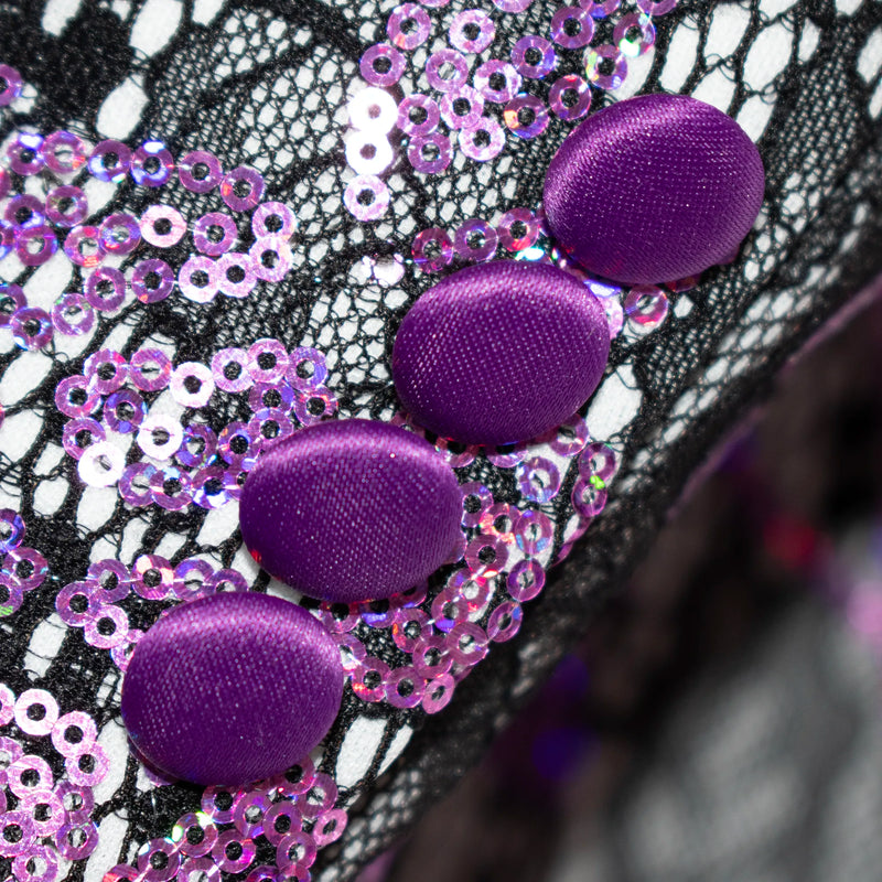 Purple Sequined Lace Modern-Fit Tuxedo Jacket