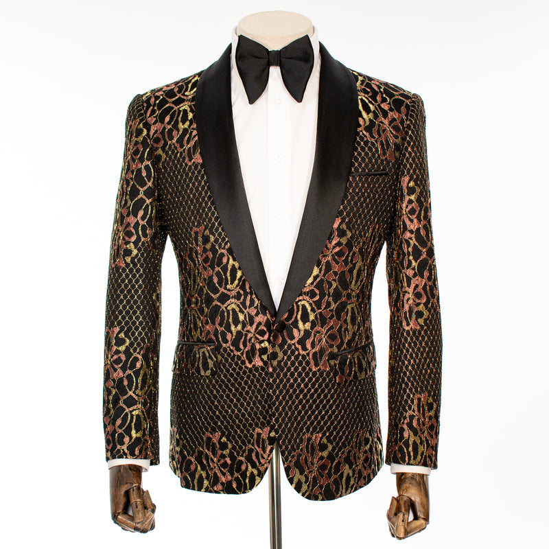 Peach Floral Trelis Modern-Fit Dinner Jacket