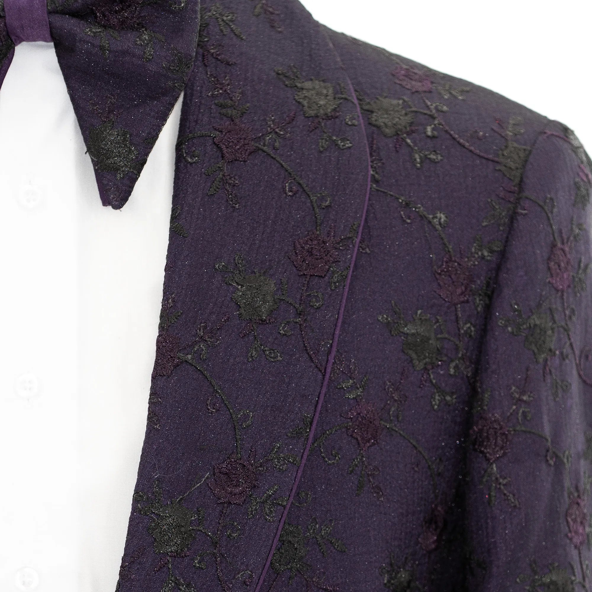 Plum Floral Lace Modern-Fit Tuxedo Jacket