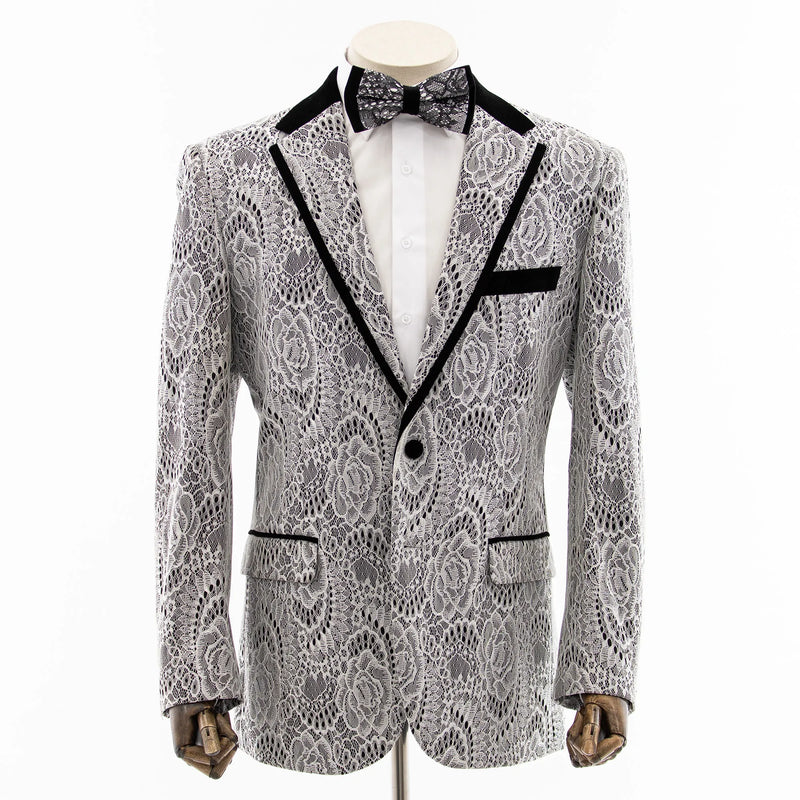 White and Black Paisley Dinner Jacket