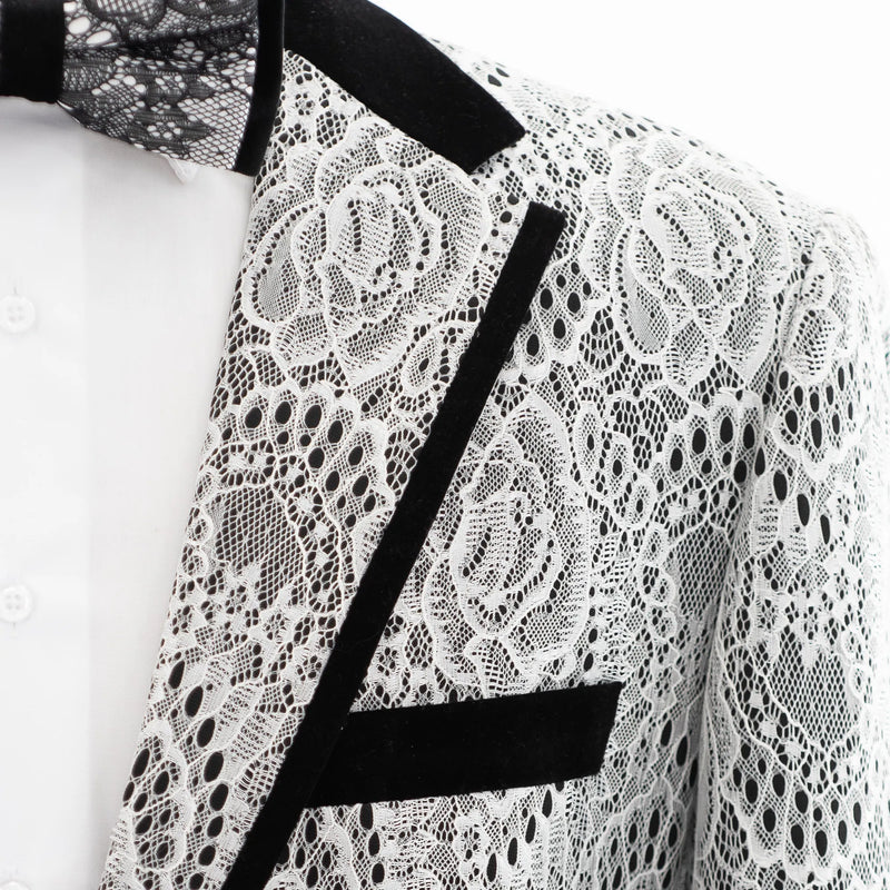 White and Black Paisley Dinner Jacket