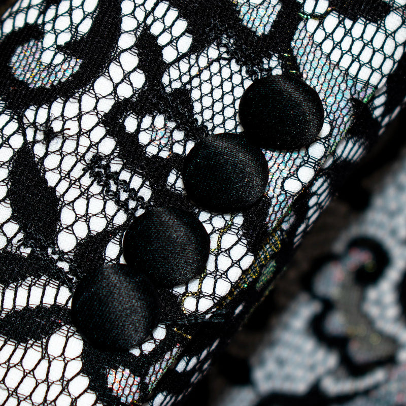 Rose Gold and Black Floral Lace Slim-Fit Dinner Jacket