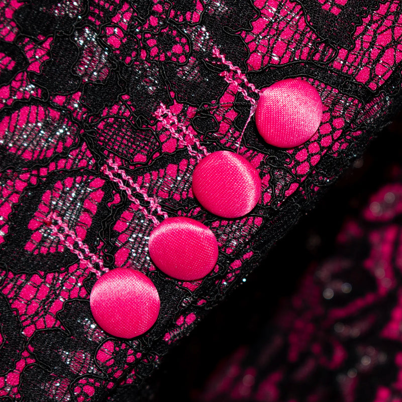 Fuchsia and Black Lace Slim-Fit Dinner Jacket