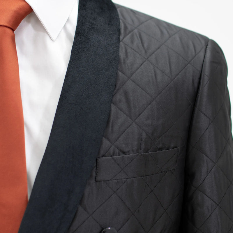 Black Quilted Modern-Fit Tuxedo Jacket