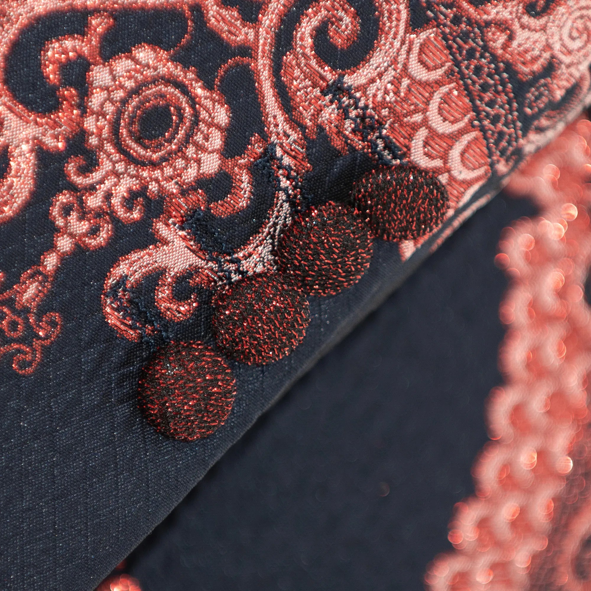 Navy Blue And Red Damask Tuxedo Jacket