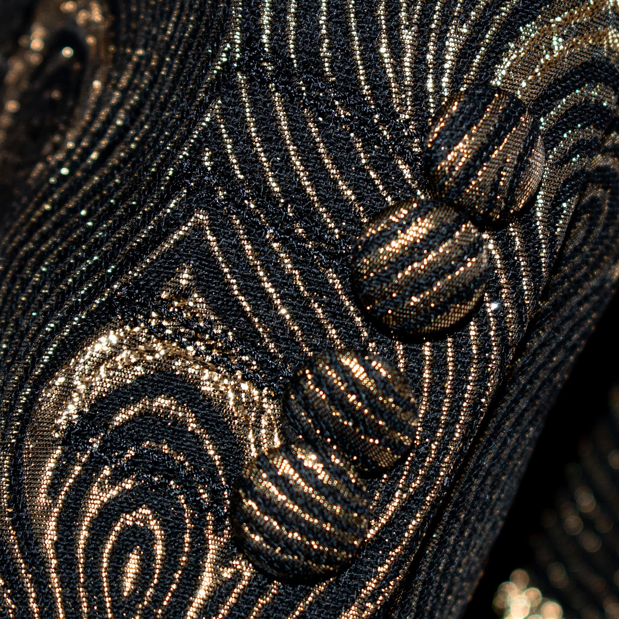 Black and Gold Ogee Slim-Fit Tuxedo Jacket