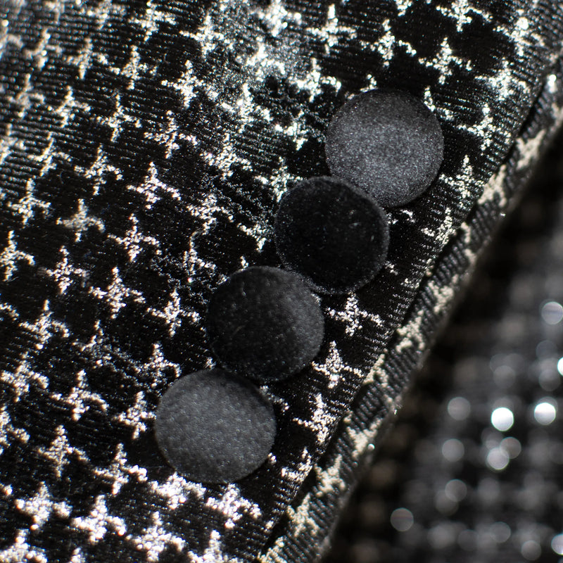 Black Metallic Houndstooth Modern-Fit Tuxedo Jacket