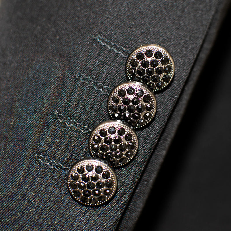 Black with Royal Blue Rhinestone Lapel Modern-Fit Tuxedo Jacket