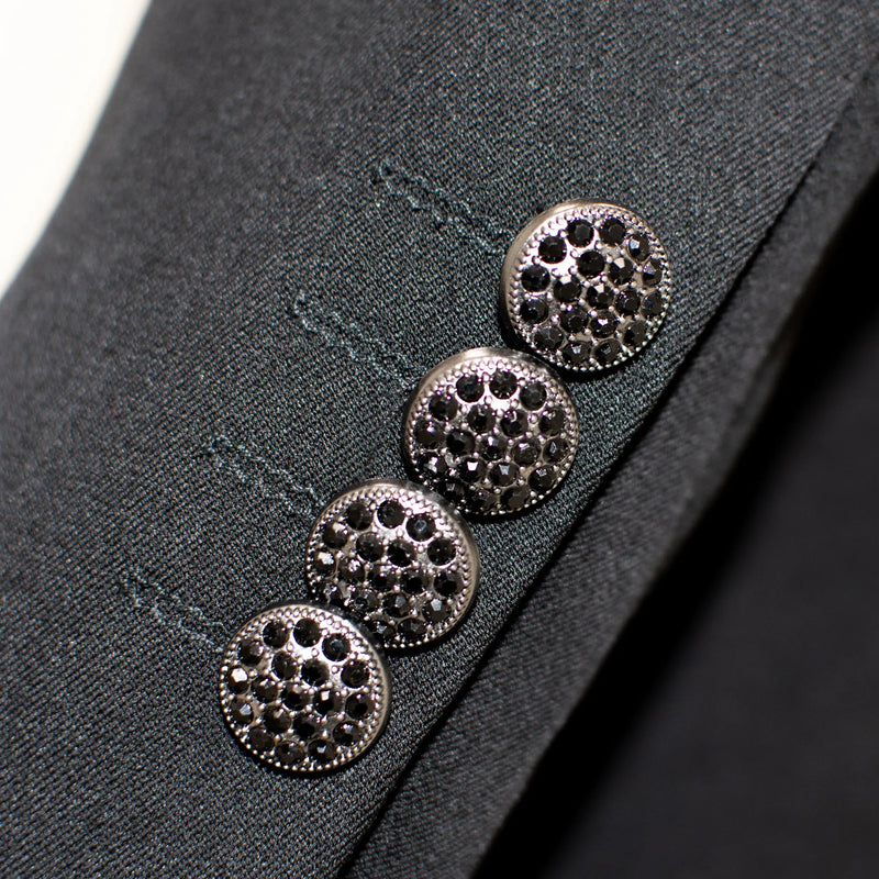 Black with Red Rhinestone Lapel Modern-Fit Tuxedo Jacket