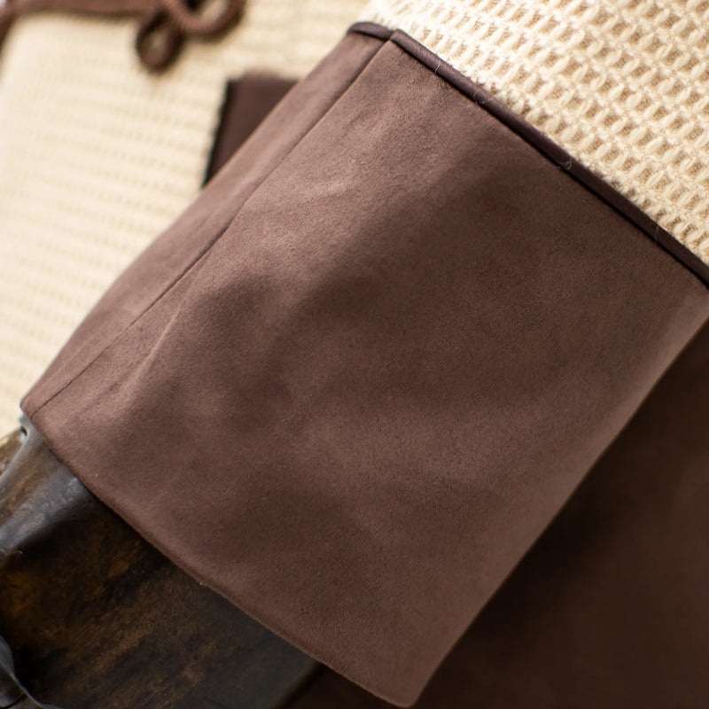 Tan Waffle-Weave Modern-Fit Tuxedo Jacket with Velvet Trim