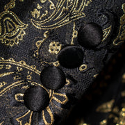 Black and Gold Paisley Slim-Fit Tuxedo Jacket