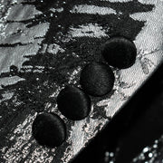 Black and Silver Marbled Slim-Fit Tuxedo Jacket
