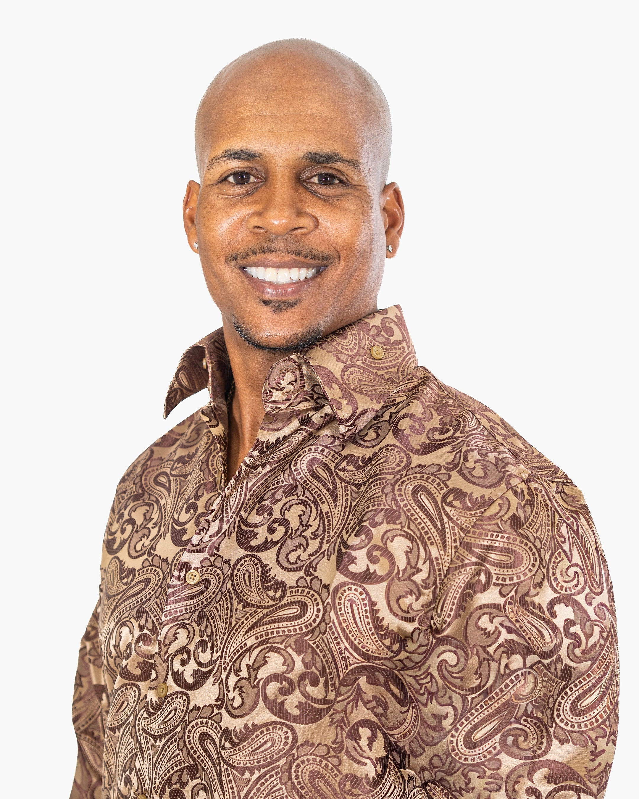 Tan Paisley Regular-Fit Dress Shirt