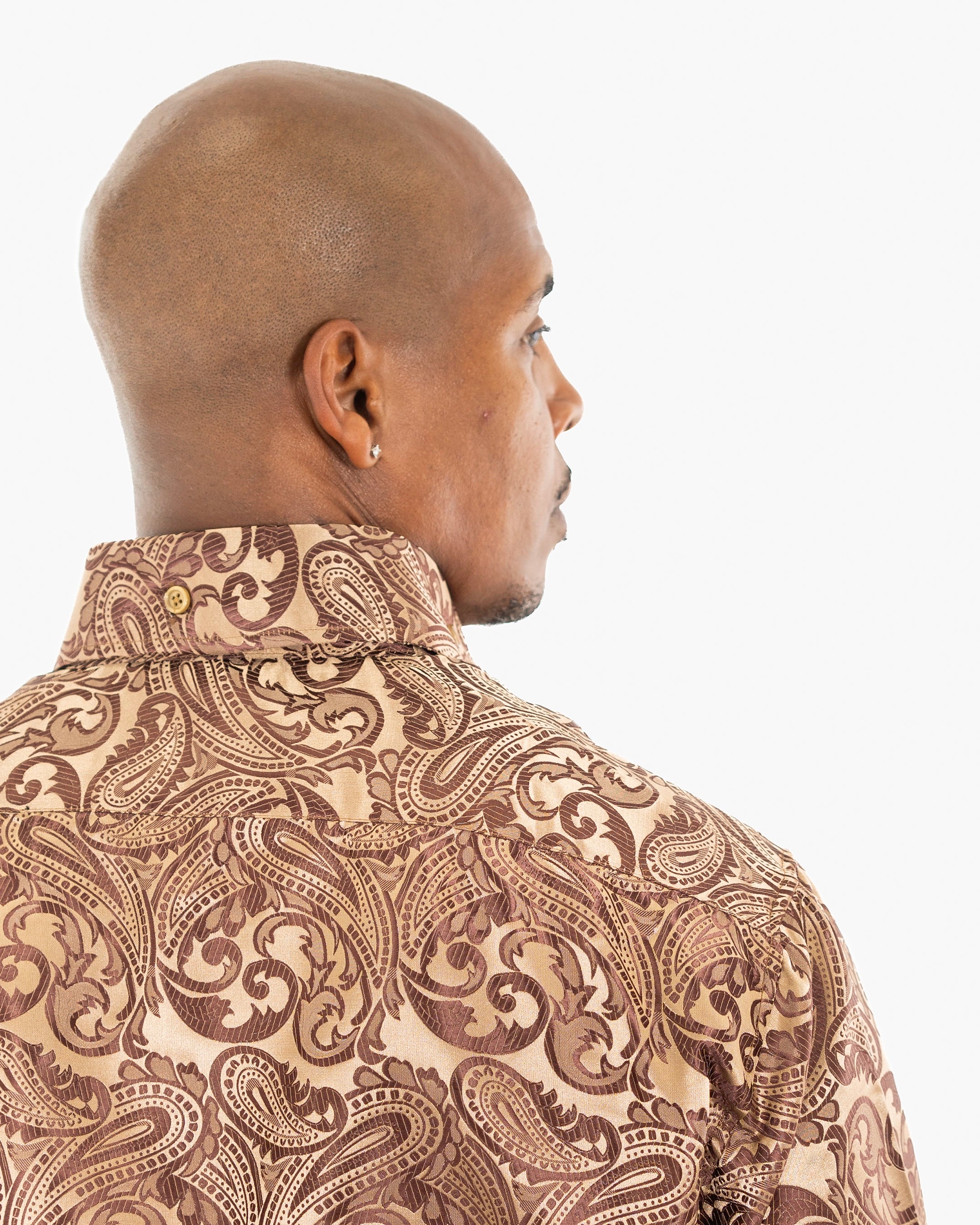 Tan Paisley Regular-Fit Dress Shirt