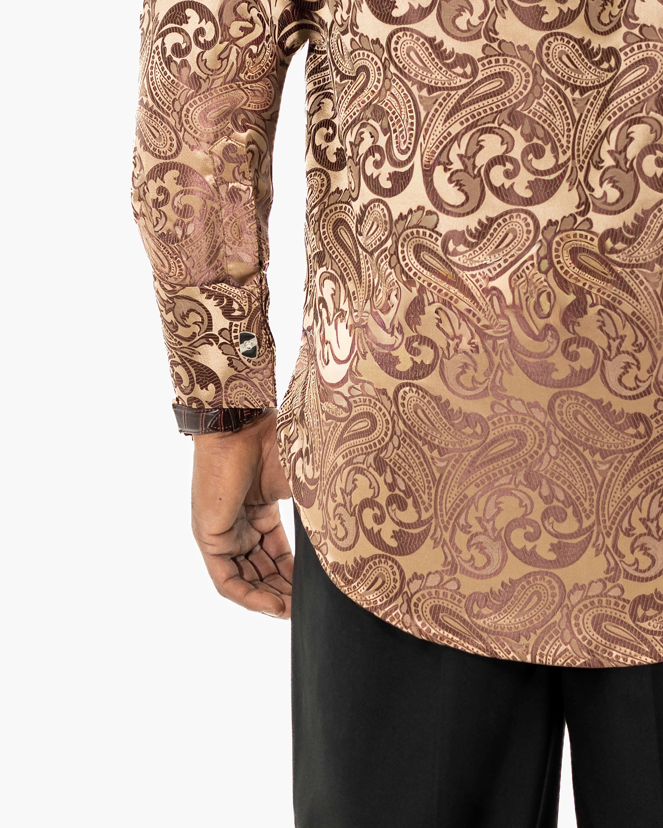 Tan Paisley Regular-Fit Dress Shirt
