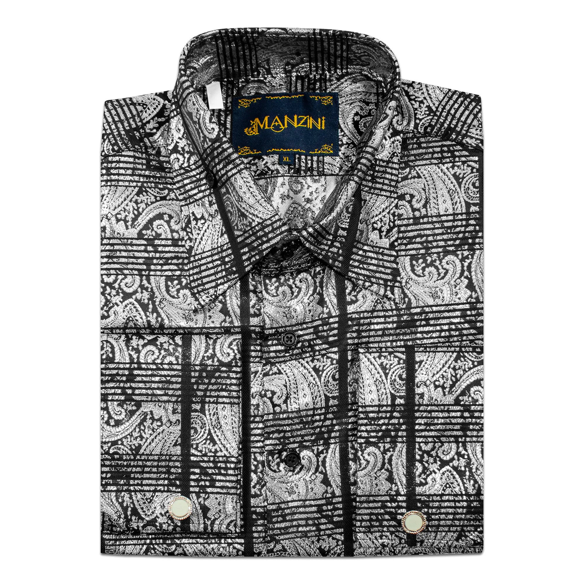 Silver Paisley Regular-Fit Shirt