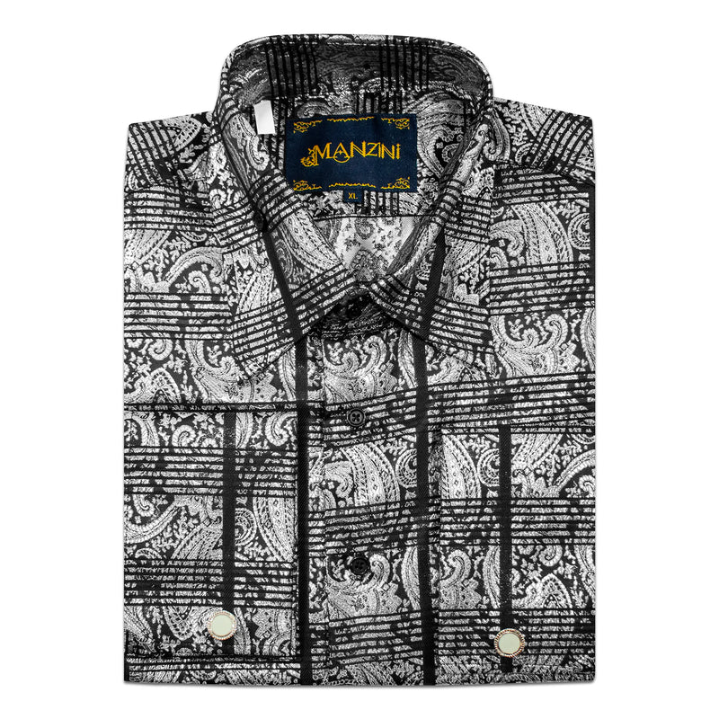 Silver Paisley Regular-Fit Shirt