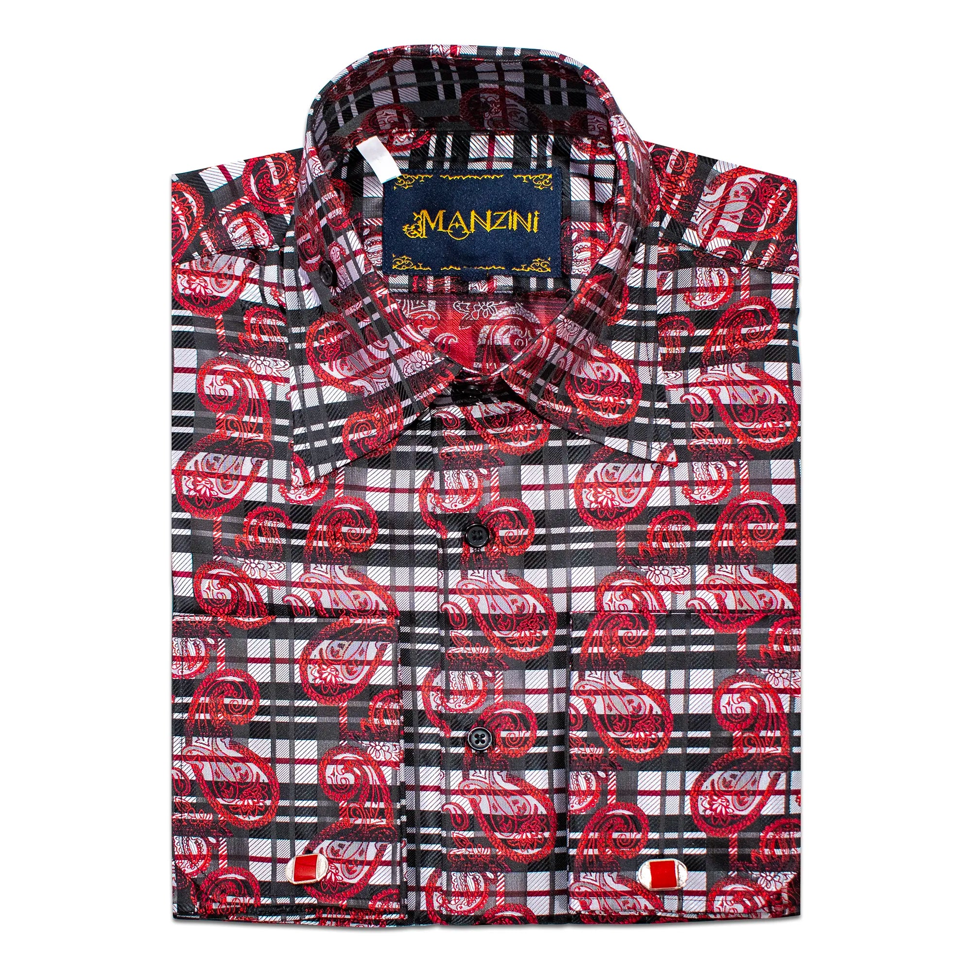 Burgundy Paisley on Plaid Regular-Fit Shirt M / Burgundy