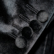 Black Velvet with Gold Rhinestones Tailored-Fit Tuxedo Jacket