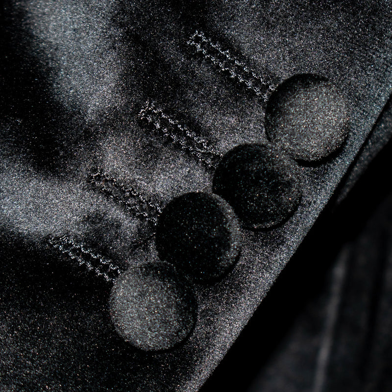 Black Velvet with Gold Rhinestones Tailored-Fit Tuxedo Jacket