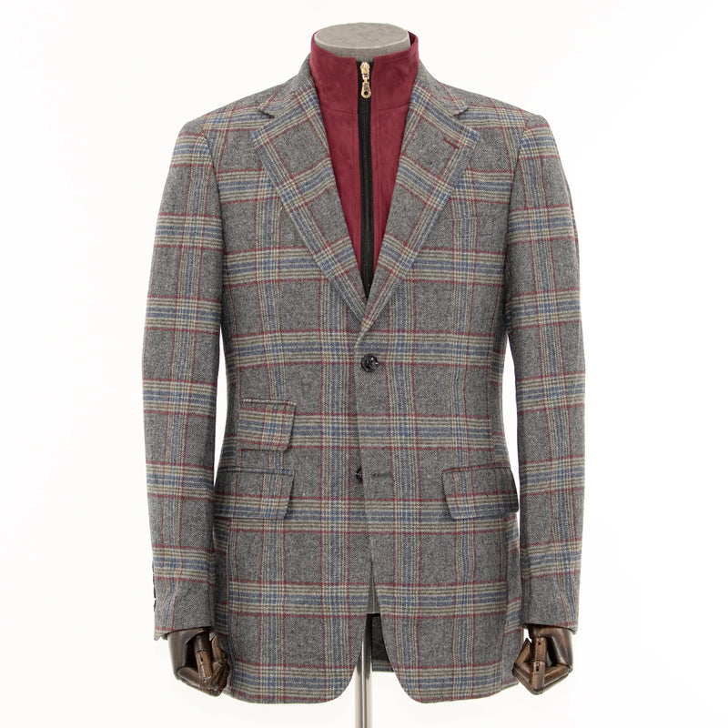 Charcoal Wool Plaid Jacket With Removable Fleece Liner